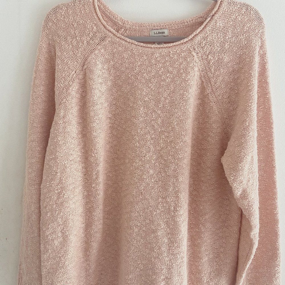 L. L. Bean 100% Wool Peach Crew Neck Sweater Size XL
